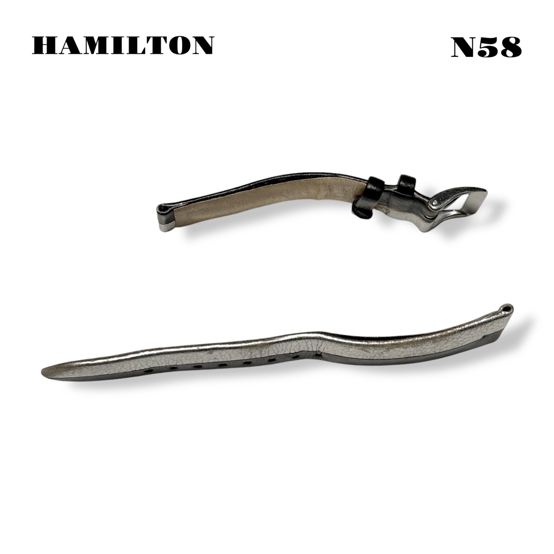 Hamilton(ハミルトン)の限定品！ HAMILTON ハミルトン レザー バンド ベルト ブラックシルバー メンズの時計(レザーベルト)の商品写真