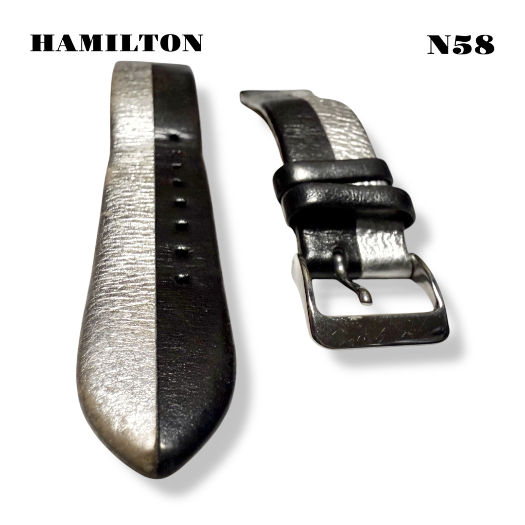 Hamilton(ハミルトン)の限定品！ HAMILTON ハミルトン レザー バンド ベルト ブラックシルバー メンズの時計(レザーベルト)の商品写真