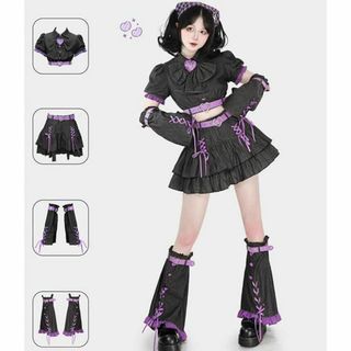 【Mサイズ】セット　ロリータ風 ゴスロリ 地雷系 コスプレ 衣装 Y2K(衣装一式)