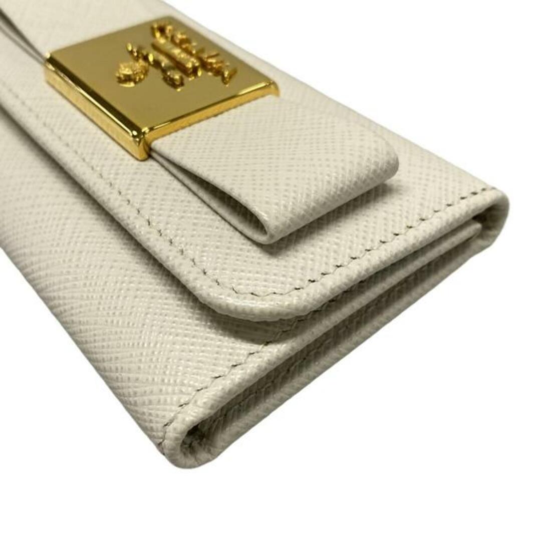 PRADA キーケース 1PG222 UZO 6連 フック PRADA(プラダ) キーケース 1PG222 白 6連フック/リボン レザー