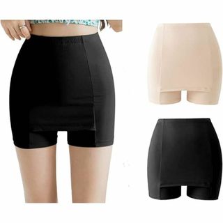 ペチコート ペチパンツ 3分丈 透け防止 インナーパンツ ベージュ XL(その他)