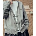 【GRAY】【X-LARGE】Damaged knit cardigan