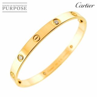 カルティエ(Cartier)のカルティエ Cartier ラブ ブレス ハーフ ダイヤ 4P #18 K18 YG 750 ブレスレット バングル VLP 90266302(ブレスレット/バングル)