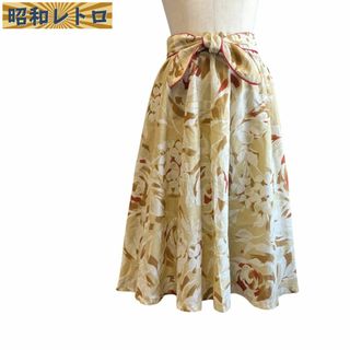 【昭和レトロ】ギャザースカート/総柄/M/古着/60'70'/No.1529(ひざ丈スカート)