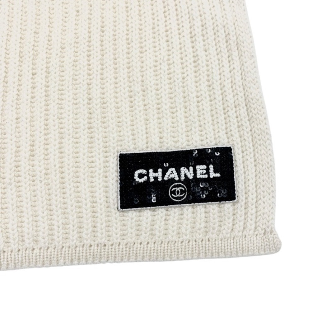 CHANEL - シャネル CHANEL マフラー カシミヤ ホワイト ブラック CHANEL - シャネル CHANEL マフラー カシミヤ ホワイト ブラック