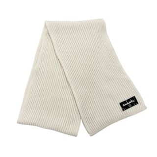 CHANEL - シャネル CHANEL マフラー カシミヤ ホワイト ブラック CHANEL - シャネル CHANEL マフラー カシミヤ ホワイト ブラック
