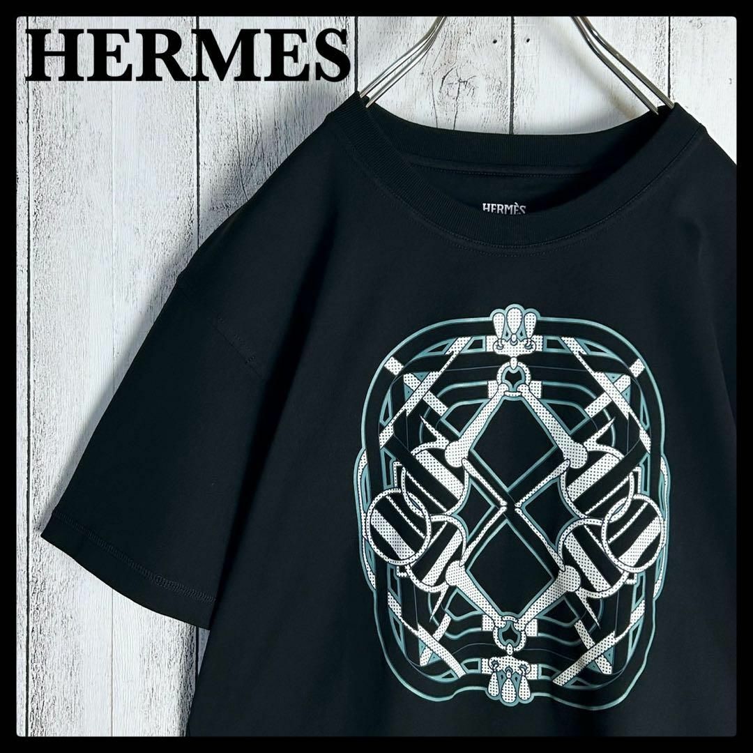 HERMES - 【定番ブラック】エルメス☆ビッグロゴ入りTシャツ HERMES - 【定番ブラック】エルメス☆ビッグロゴ入りTシャツ