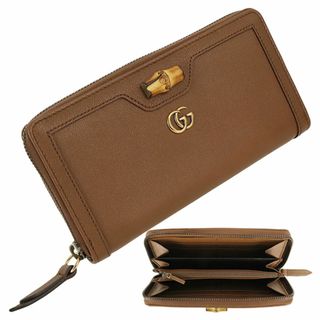 グッチ(GUCCI)のグッチ GUCCI 長財布 コンチネンタル ウォレット ダイアナ GGロゴ 658634 レザー バンブー ブラウン ラウンドファスナー長財布 レディース ロングウォレット ラウンドジップ 新品 14398(財布)