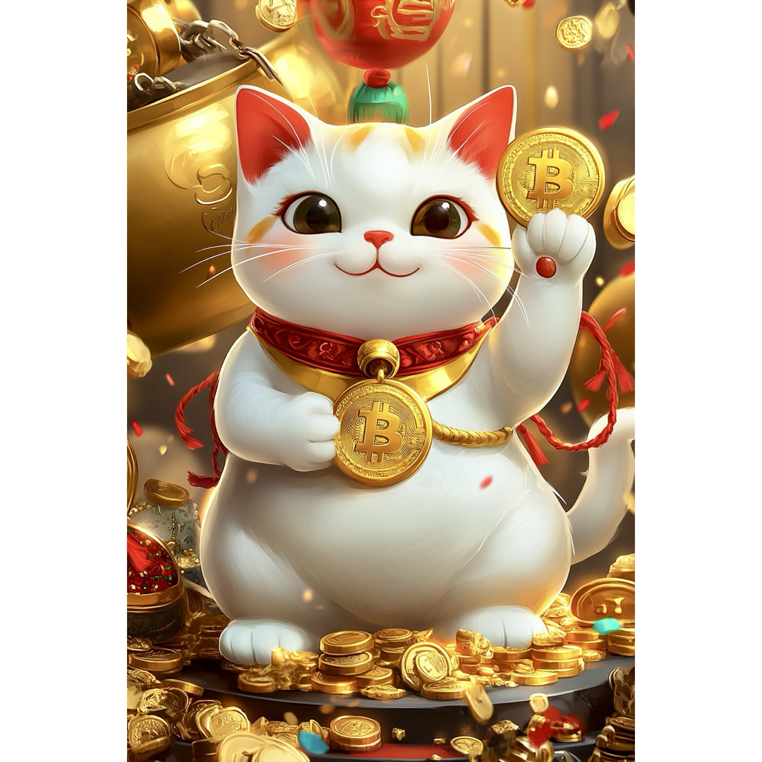 金運・健康・幸福✨招き猫✨No.69【開運•風水•絵画風•ヒーリング 金運・健康・幸福✨招き猫✨No.69【開運•風水•絵画風•ヒーリング
