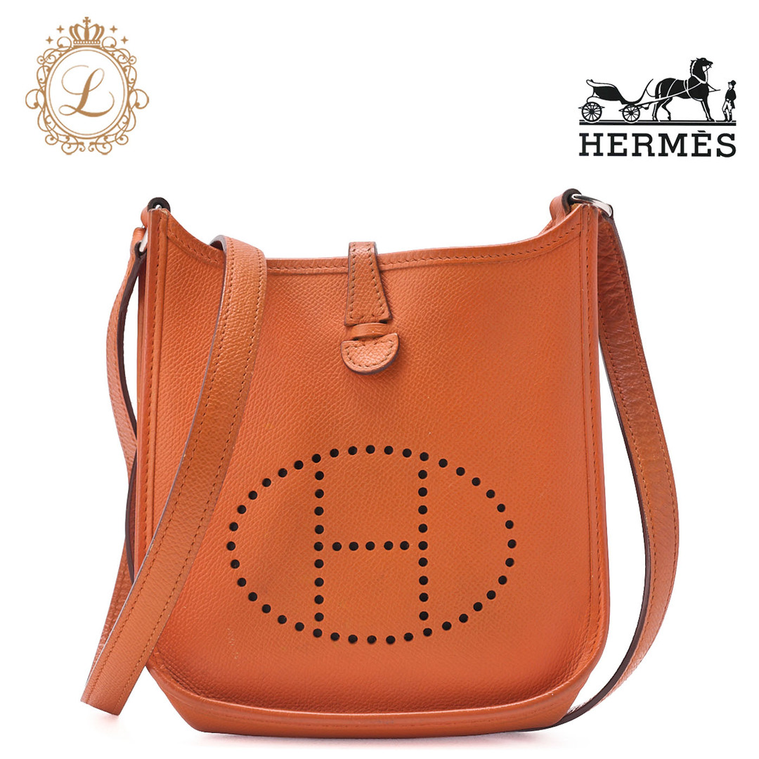 HERMES - HERMES エルメス エブリンTPM ショルダーバッグ エプソン オレンジ Orange（シルバー金具）レディースバッグ　ブランド【中古】【送料無料】