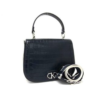 ケイトスペードニューヨーク(kate spade NEW YORK)の■新品同様■ kate spade ケイトスペード KF524 クロコダイル型押しレザー 2WAY ハンドバッグ ショルダーバッグ ネイビー系 FJ2872(ハンドバッグ)