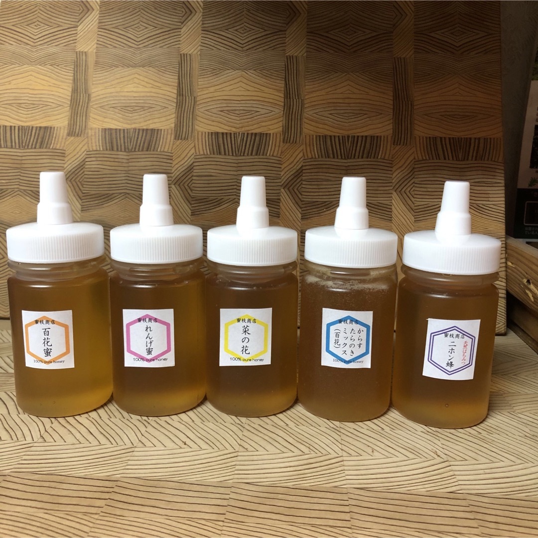 セール【非加熱・生はちみつ】5種お試しセット・150g×5（5本）