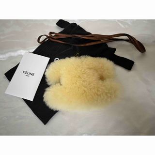 CELINE - セリーヌ ファー バッグチャーム レザー ブラック CELINE - セリーヌ ファー バッグチャーム レザー ブラック