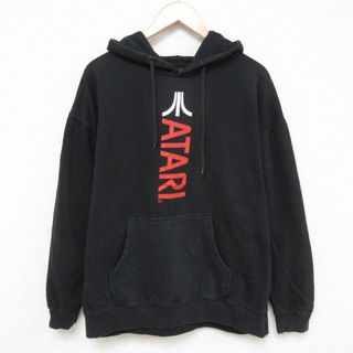 XL★古着 長袖 スウェット パーカー メンズ 00年代 00s ATARI アタリ 黒 ブラック 25mar31 中古 スエット トレーナー トップス(パーカー)