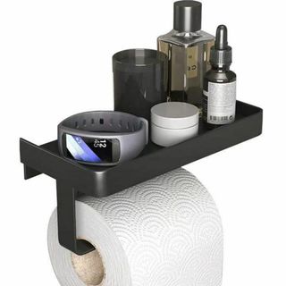 ペーパーホルダー ステンレス製 トイレ スマホテーブル 小物置き DIY 黒(その他)