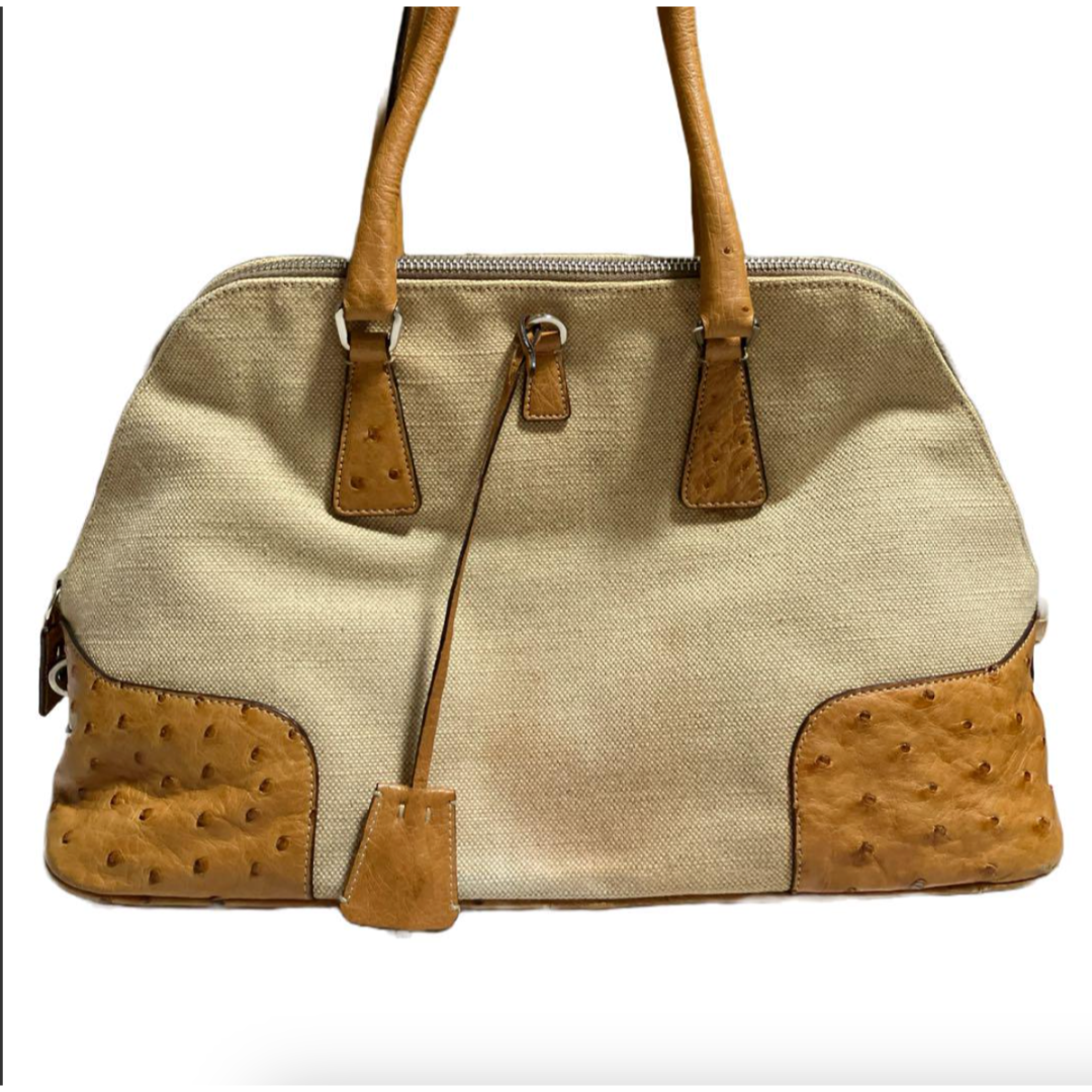 PRADA - プラダ カナパ オーストリッチ ハンドバッグ BN0082 PRADA - プラダ カナパ オーストリッチ ハンドバッグ BN0082