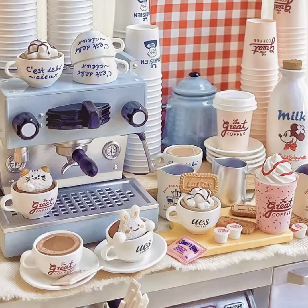 ミニチュアキッチン コーヒー エスプレッソマシン スカイブルー