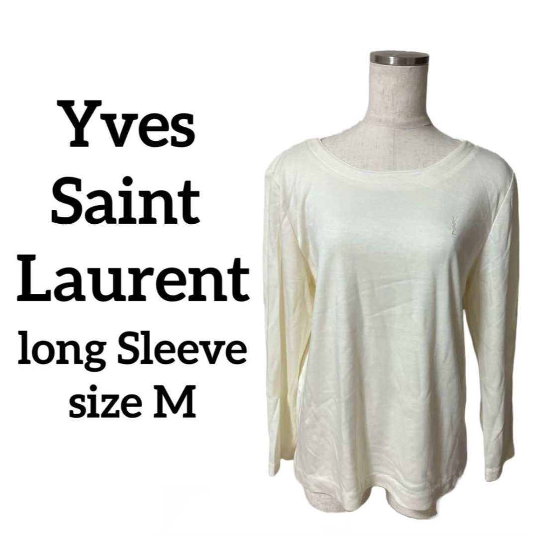 SAINT LAURENT - サンローラン 長袖 カットソー ロンT yslロゴ アイボリー Mサイズ