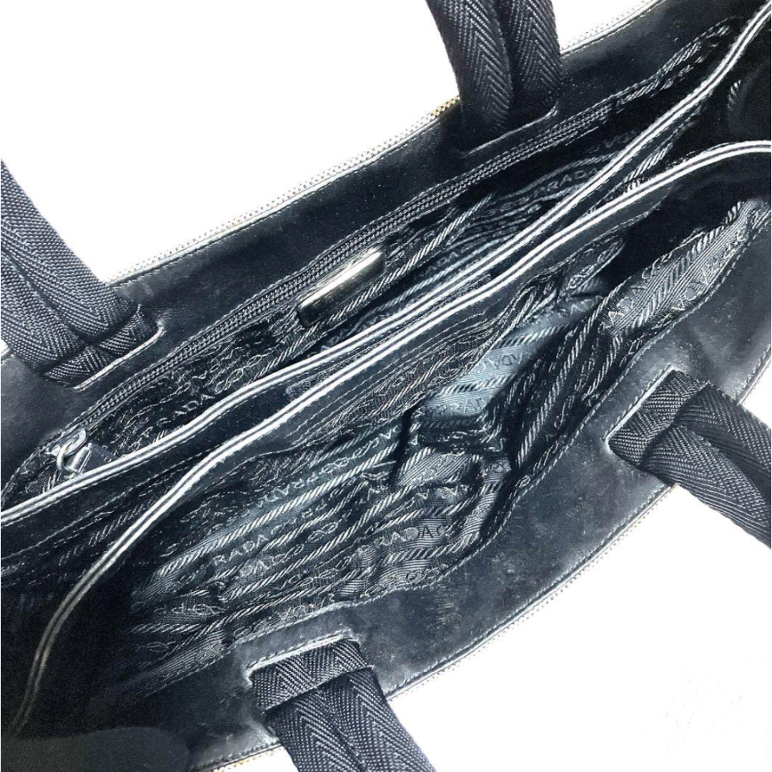 プラダ スポーツ キャンバス トートバッグ アイボリー ブラック PRADA - プラダ スポーツ キャンバス トートバッグ アイボリー