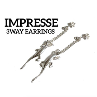 インプレッセ トカゲ ピアス ロング チェーン 3WAY シルバー(ピアス)