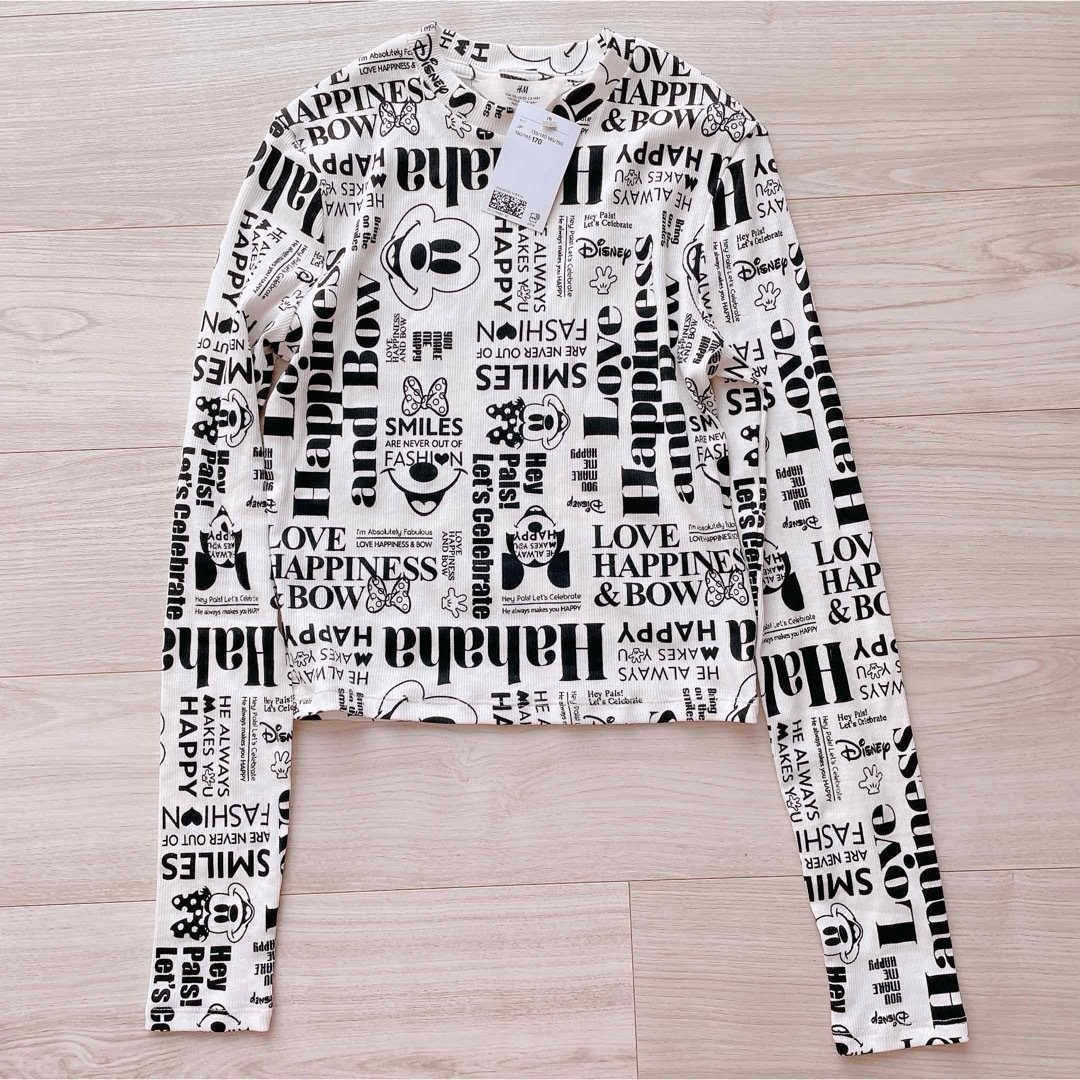 H&M(エイチアンドエム)の【新品】H&M ディズニーミッキーマウスプリントカットソー キッズ/ベビー/マタニティのキッズ服女の子用(90cm~)(Tシャツ/カットソー)の商品写真
