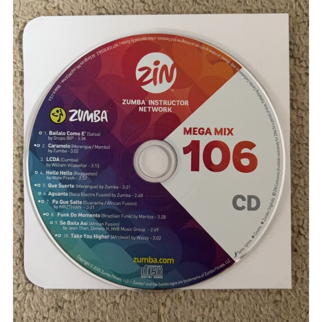 Zumba(ズンバ)の最新 ズンバ Zin Mega Mix 106 スポーツ/アウトドアのトレーニング/エクササイズ(その他)の商品写真