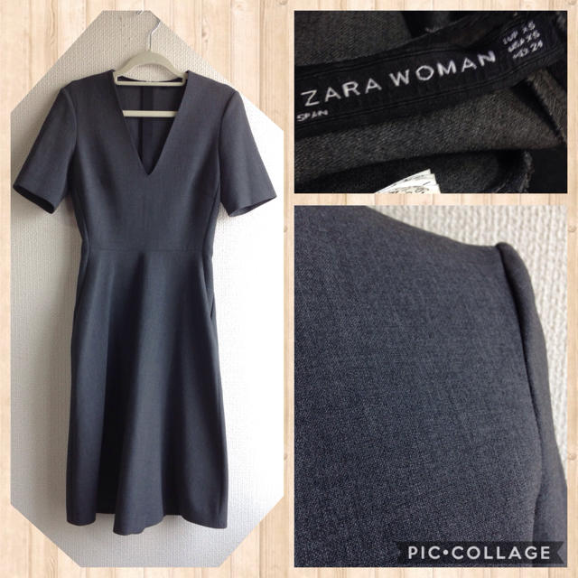 ZARA(ザラ)の美品♪ZARAVネック五分袖タイトワンピ レディースのワンピース(ひざ丈ワンピース)の商品写真