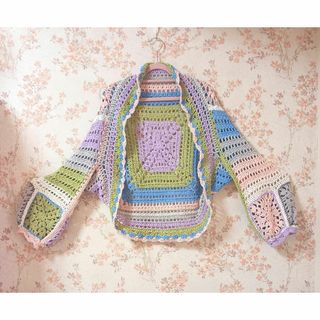 お花模様モモンガカーディガン、ボレロ。春夏秋。(カーディガン)