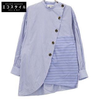 ENFOLD - エンフォルド 22AW ブルー コットン アシンメトリー ドッキングストライプ ENFOLD - エンフォルド 22AW ブルー コットン アシンメトリー ドッキングストライプ