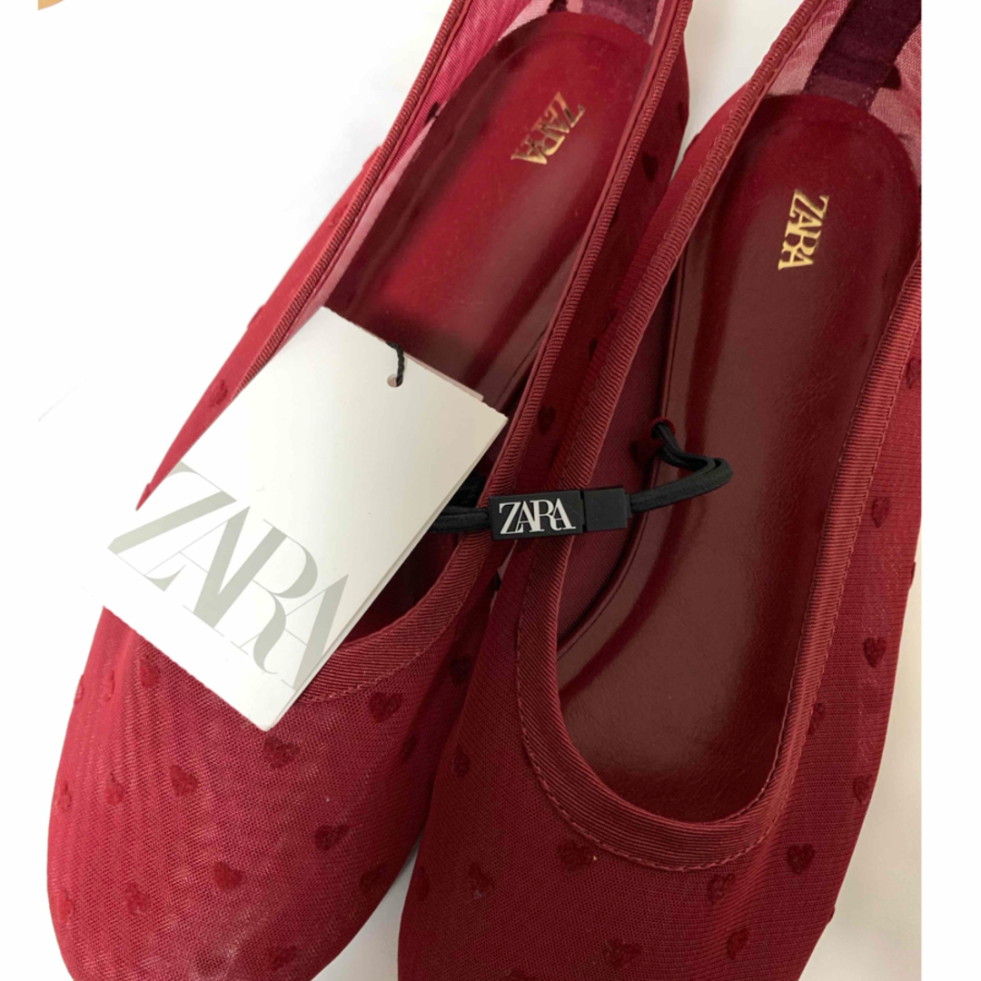 ZARA - ZARA ハート柄メッシュバレリーナシューズ 35の通販 by ZARA - ZARA ハート柄メッシュバレリーナシューズ 35の通販 by