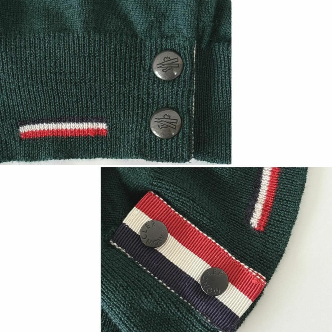 MONCLER - MONCLER Vネック ウールニット ロゴワッペン 裾ボタン MONCLER - MONCLER Vネック ウールニット ロゴワッペン 裾ボタン