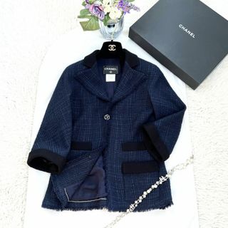 CHANEL - 美品♡ CHANEL カシミヤ ボーダー ニットジャケット CHANEL - 美品♡ CHANEL カシミヤ ボーダー ニットジャケット