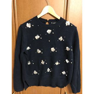 ザラ(ZARA)の♡新品未使用♡Zara お花ビーズ コットンプルオーバー(ニット/セーター)