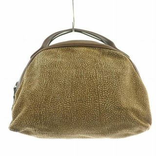 ボルボネーゼ ハンドバッグ スエード レザー うずら柄 総柄 茶 ■MT(ハンドバッグ)