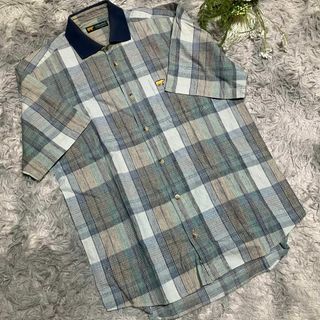ゴールデンベア(Golden Bear)の【Golden Bear】 チェック柄 半袖シャツ L ロゴ(シャツ)