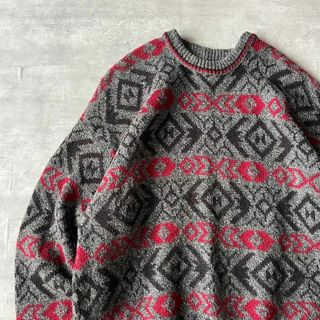 LANDS'END - 90s ランズエンド コットンニットUSA製 XL あずき色 LANDS'END - 90s ランズエンド コットンニットUSA製 XL あずき色