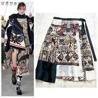 sacai - sacai カリグラフィー プリント フレア スカート sacai - sacai カリグラフィー プリント フレア スカート