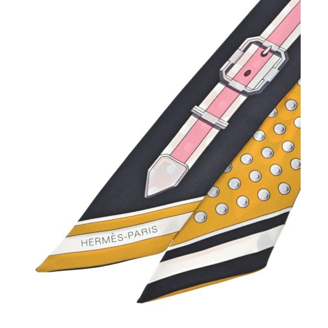 HERMES - HERMES エルメス バンダナ・スカーフ - 黒x黄xオフ HERMES - HERMES エルメス バンダナ・スカーフ - 黒x黄xオフ
