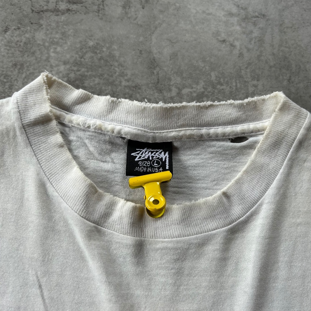 STUSSY - 80s old stussy ロンtシャツ USA製 ホワイト L ラスタ STUSSY - 80s old stussy ロンtシャツ USA製 ホワイト L ラスタ