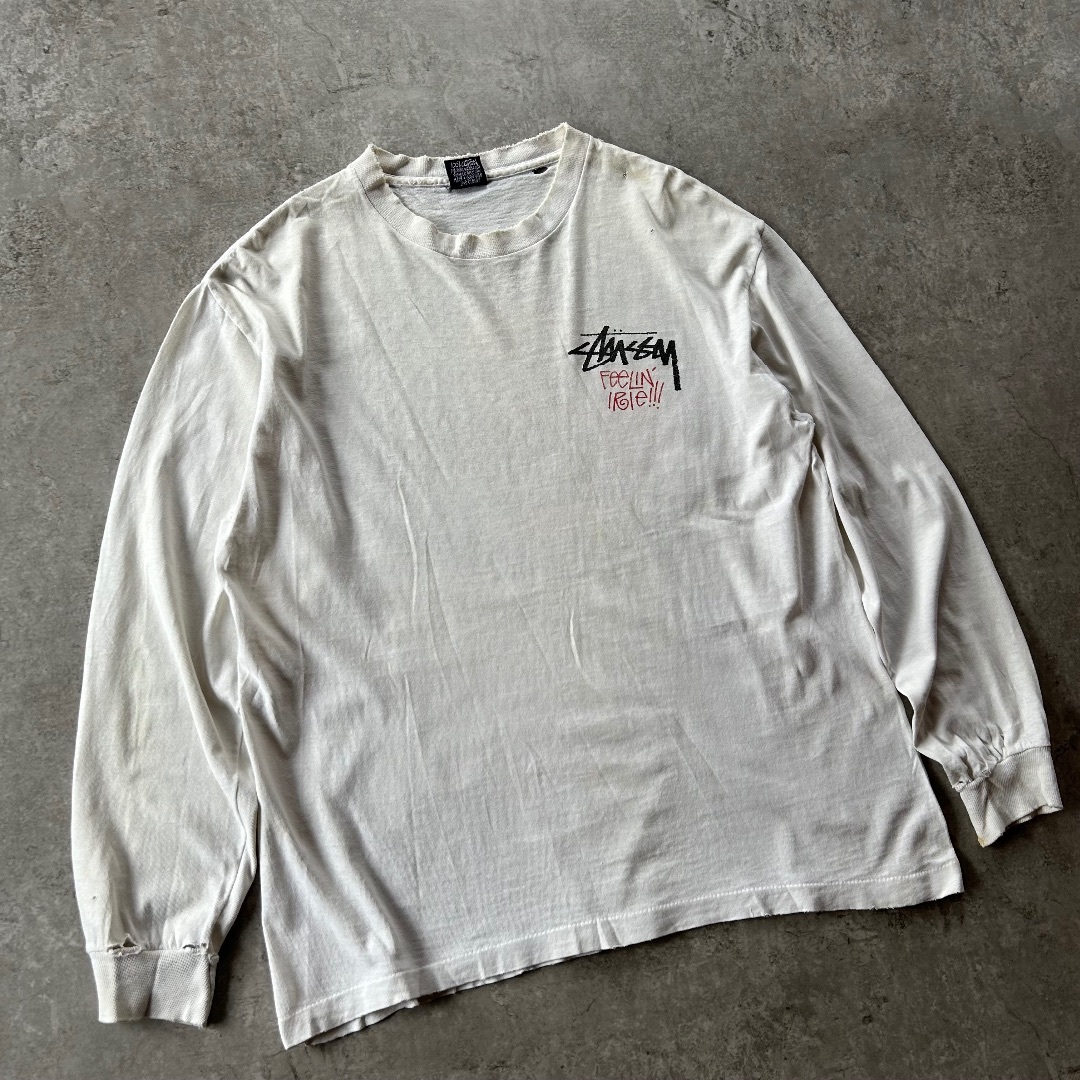 STUSSY - 80s old stussy ロンtシャツ USA製 ホワイト L ラスタ STUSSY - 80s old stussy ロンtシャツ USA製 ホワイト L ラスタ