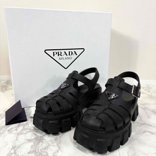 PRADA - プラダ モノリス クロシェ ケージサンダル 36 美品の PRADA - プラダ モノリス クロシェ ケージサンダル 36 美品の