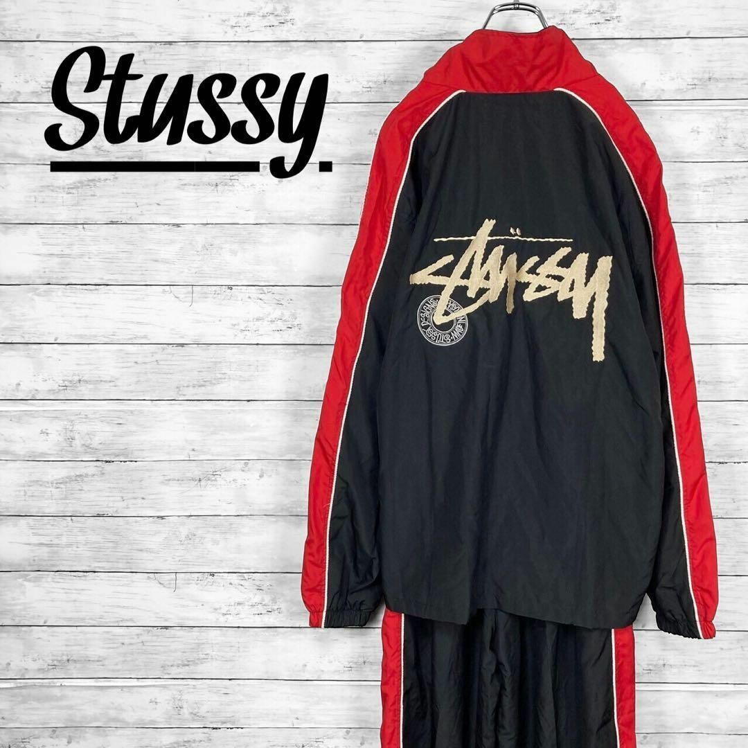 STUSSY - ステューシー 刺繍ロゴ ナイロンセットアップ ブラック STUSSY - ステューシー 刺繍ロゴ ナイロンセットアップ ブラック