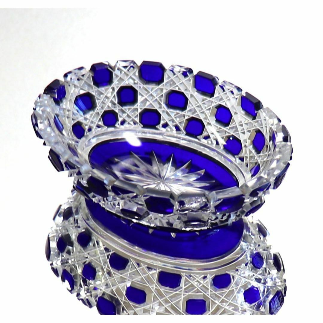 Baccarat - オールド・バカラ 最上級作品 青色被せ 切子 皿 Baccarat - オールド・バカラ 最上級作品 青色被せ 切子 皿