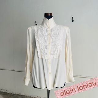 alain lahlou アランラルー レース シルクブラウス イトキン9号 D(シャツ/ブラウス(長袖/七分))