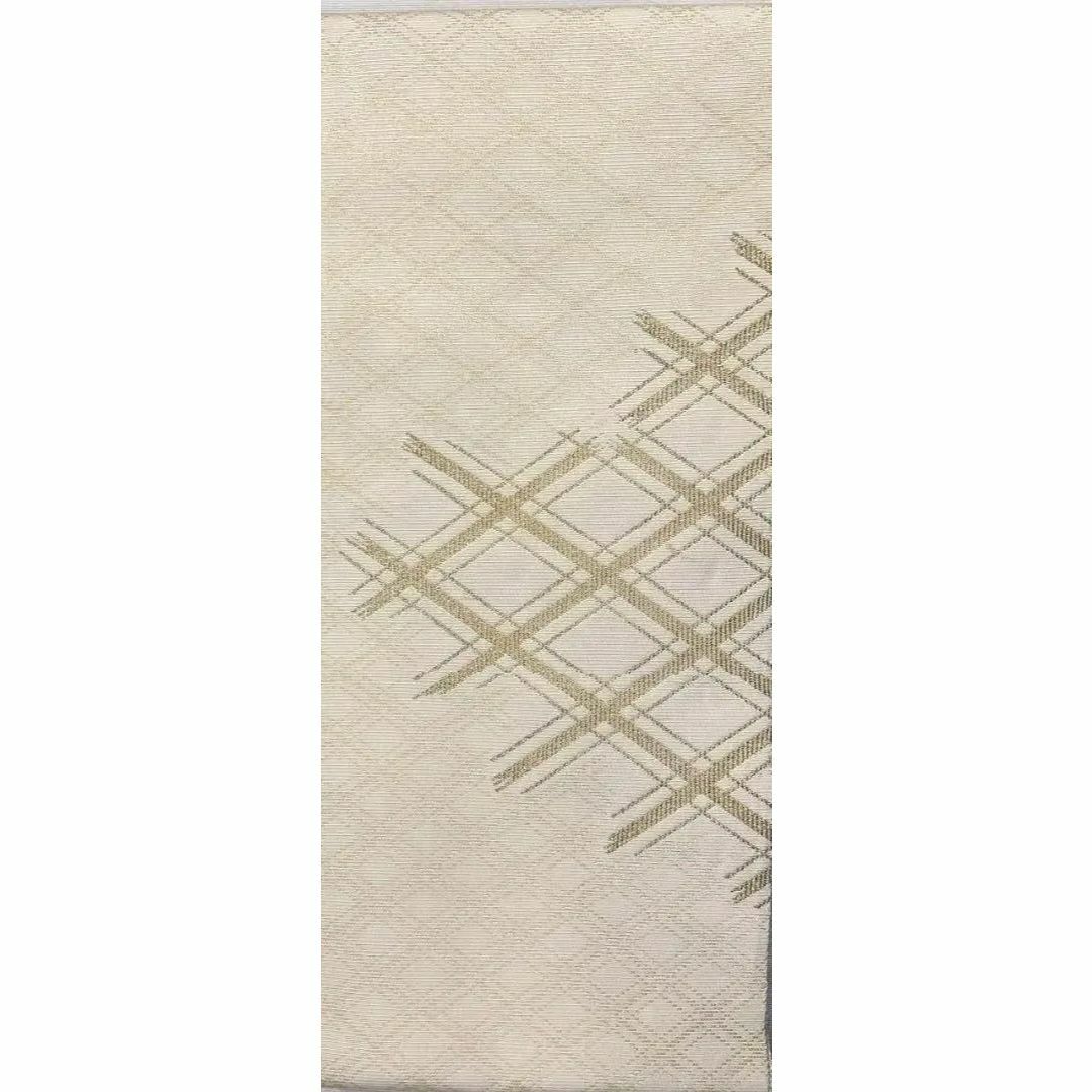 未着用 ブランド帯 格子 菱模様 金糸 付け帯 着物 033a p