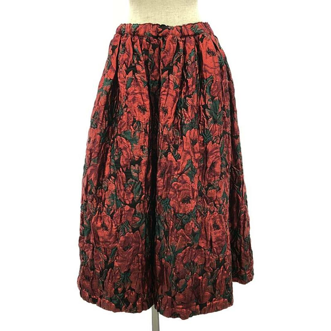 BLACK COMME des GARCONS - 【美品】  BLACK COMME des GARCONS / ブラックコムデギャルソン | エンブロイダリー ドローストリング ギャザー ボリュームスカート | M | レッド | レディース