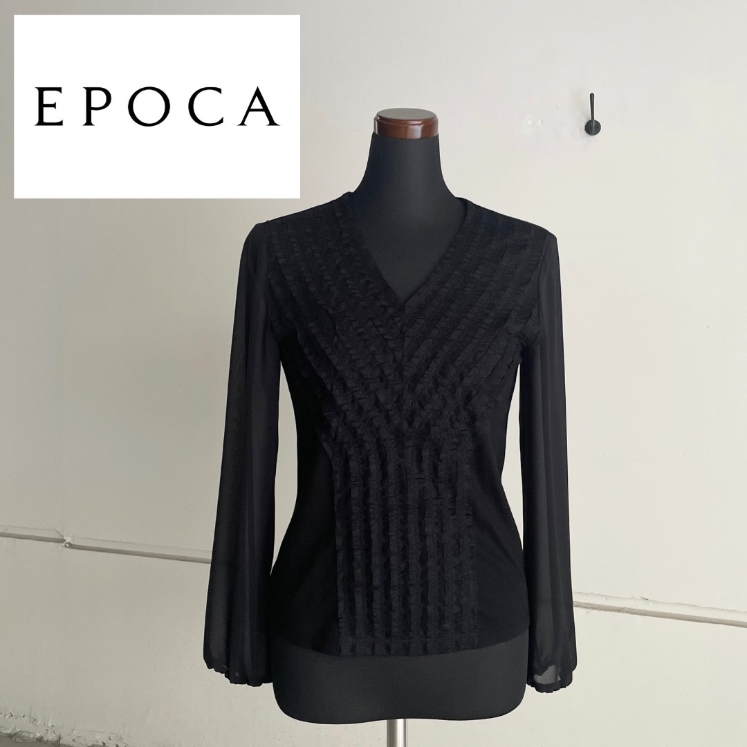 EPOCA - EPOCA エポカ Vネック 長袖 レースシアー カットソー 40サイズ D