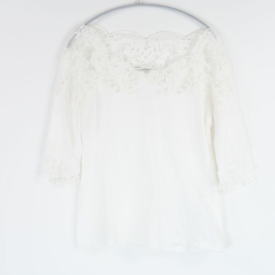 ERMANNO SCERVINO エルマンノシャルビーノ トップス 44 コットン他 七分丈 レース レディース AT1512A12