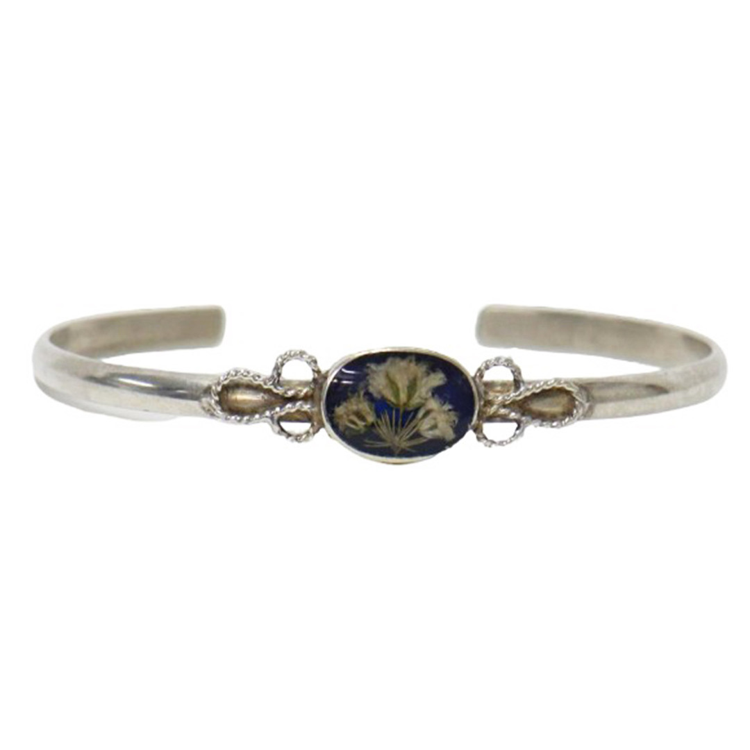 【美品】Gustavo グスタボ 24秋冬 フラワー ナロー ブレスレット オーバル / Flower Narrow Bracelet-oval バングル 花 / シルバー ブルー / アクセサリー ジュエリー【レディース】【中古】