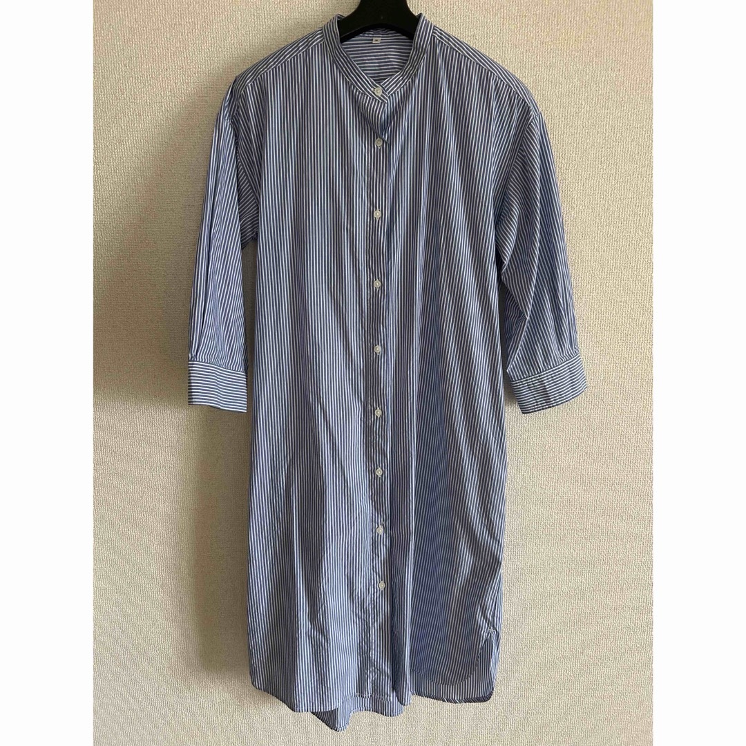 ストライプシャツワンピース レディースのトップス(シャツ/ブラウス(長袖/七分))の商品写真